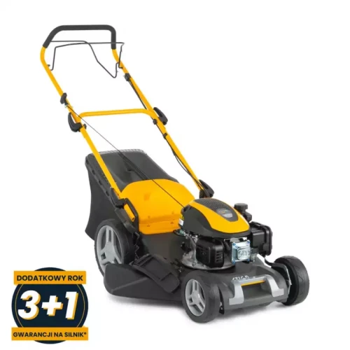 Widok kosiarki STIGA Combi 48 SQ - solidna stalowa obudowa i szerokość koszenia 46 cm.